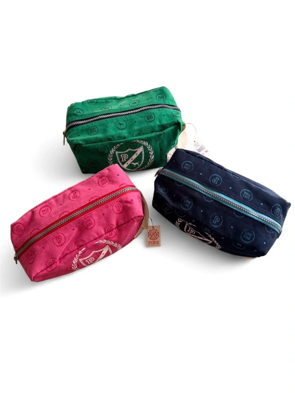 NWT Rare Y2K PINK Victoria's Secret Crest Logo Canvas Toiletry Makeup Bag